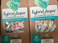 Lot of 2- Pampers Pure Hybrid Reusable Cloth Diaper Cover, One Size Fits Most