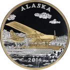 1 Ounce .999 Fine Silver Round Gilt Alaska - Float Plane (2014)