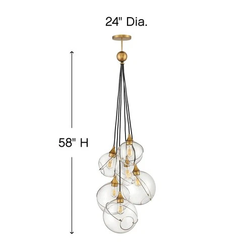Hinkley Skye 24"W Heritage Brass 6-Light Cluster Pendant - Picture 5 of 9
