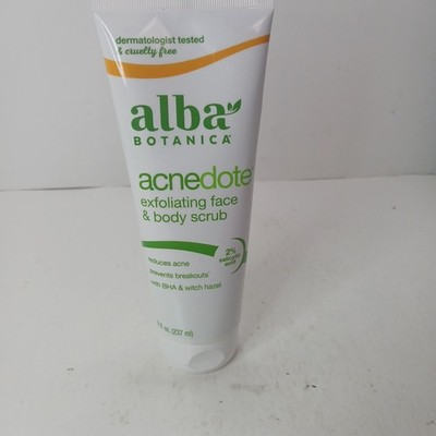 Alba Botanica Acne Dote Face  Body Scrub Oil-Free 8 oz 227 g No Artificial