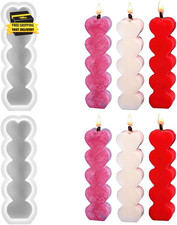 Love Heart Shape Candle Silicone Molds for Making Candle Resin Pillar, DIY Craft