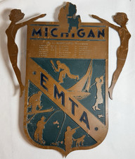 1940s Michigan EMTA Sports Copper or Bronze 10" x 12" Plaque Seal P.L. Radcliffe