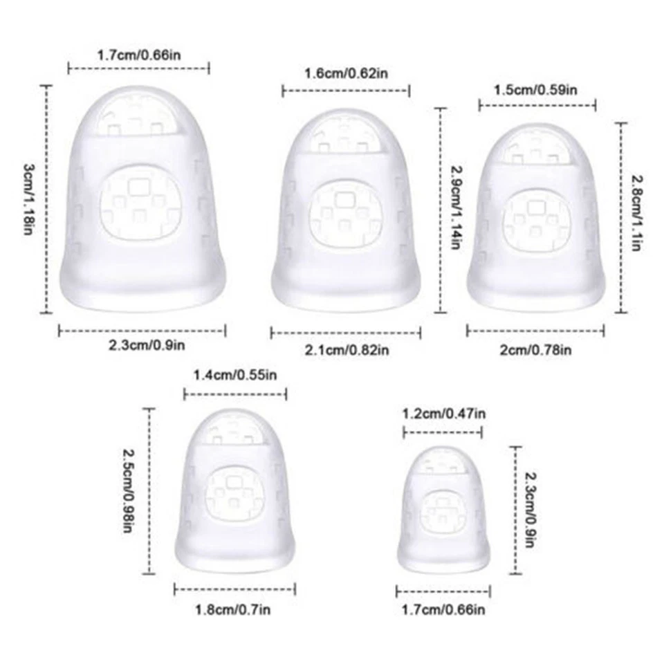 Ukulelele Silicone Trasparente Protezione Dita XXS/XS/S/M/L Set 4pz Principianti - Immagine 3 di 4