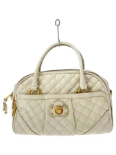 MARC JACOBS Boston Bag Leather WHT Plain