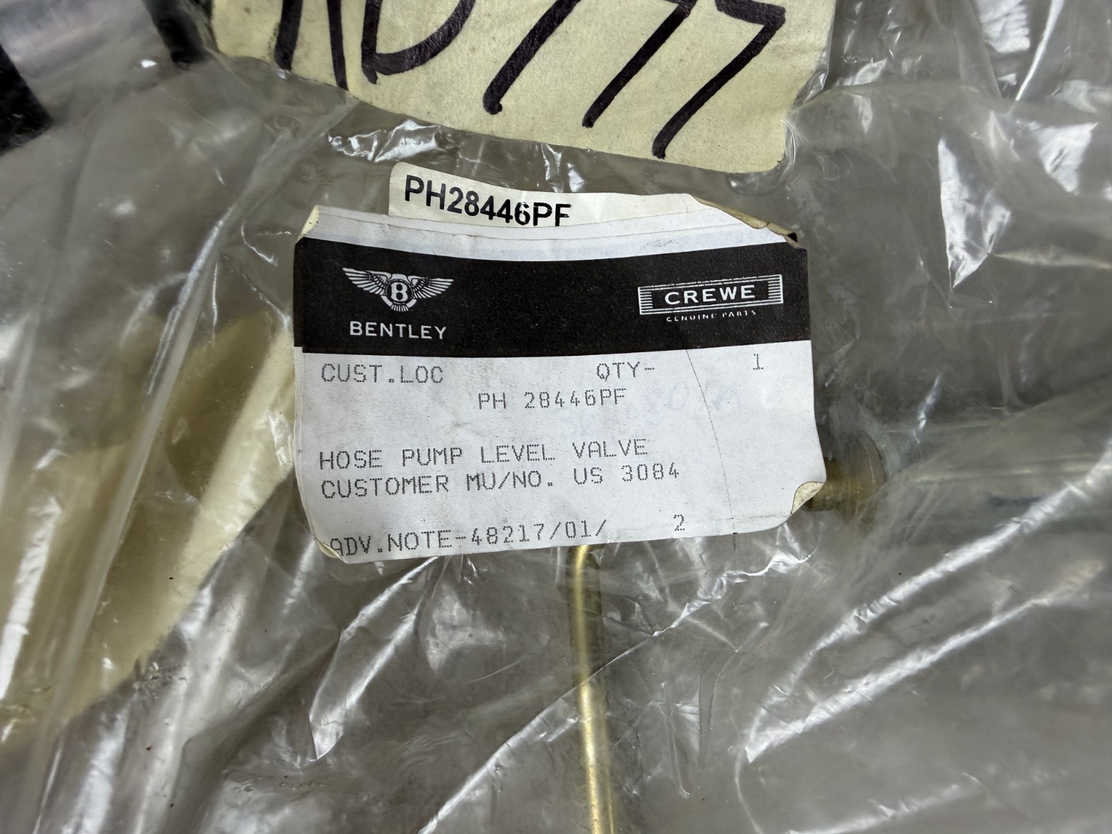 NEW! Never Used! 1998-2001 Bentley Hose Pump Level Valve OEM (PH28446PF)