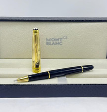 Nice Montblanc Meisterstuck Black & Golden Body + Clips Ballpoint Pen Black Ink