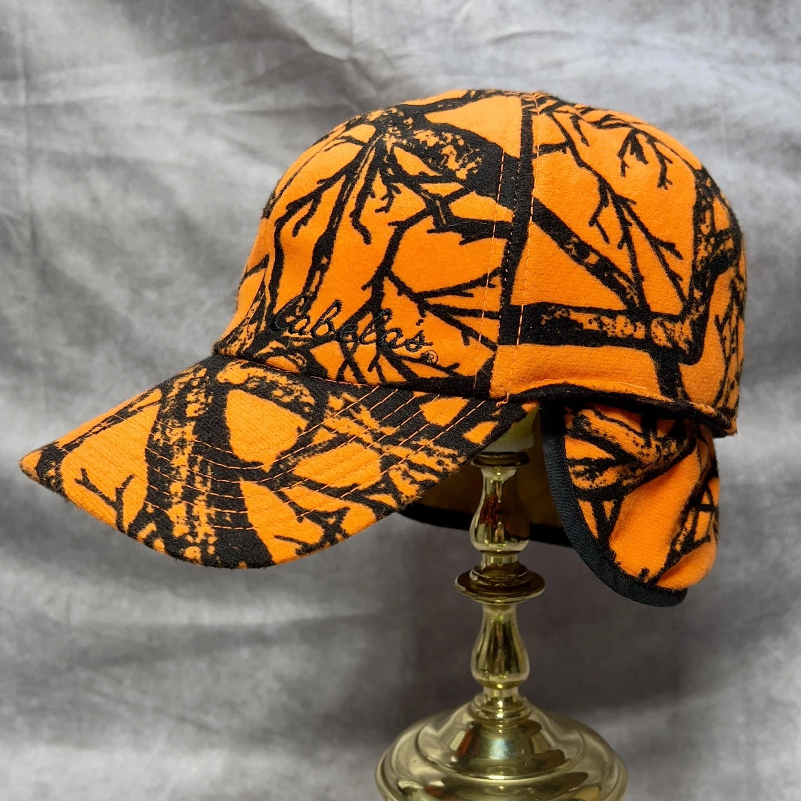 Cabela's Hat Cap Mens Medium Orange Camo Ear Flap Trapper Thinsulate Hunting