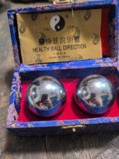 Vintage Chinese Baoding Balls Silver Tone Chime Hand Exercise Stress Relief USED