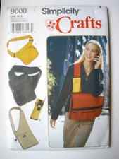 Simplicity Sew Pattern 9000 Cross Body Shoulder Bag Cell Phone Holder Fanny Pack