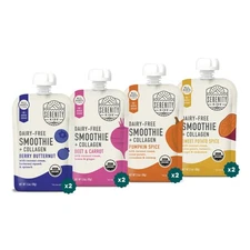 Serenity Kids 6+ Months Dairy-Free Smoothie Baby Food Pouches - BPA-Free, USDA