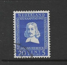 NETHERLANDS 1952 JAN VAN REEBEK 20 CENTS BLUE - SG747 - CAT £7 - GOOD USED