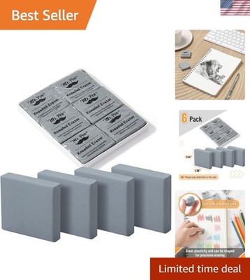 Kneaded Eraser, 6 Pack, Grey, Kneaded Erasers for Artists, Art Eraser, Kneada...