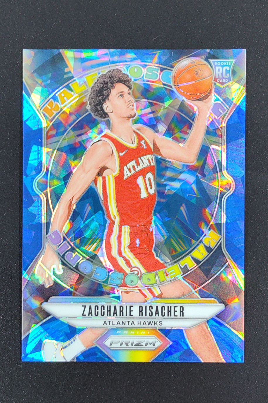 2024-25 Panini Prizm Zaccharie Risacher Kaleidoscopic Blue Ice RC /125 #7