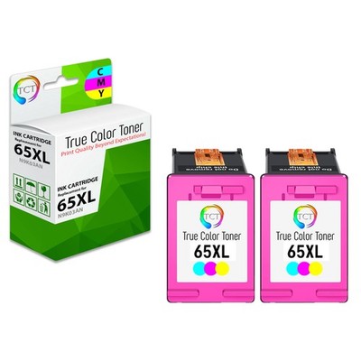 2PK TCT Premium 65XL Tri-Color HY Compatible for HP Deskjet 3720 3730 Ink