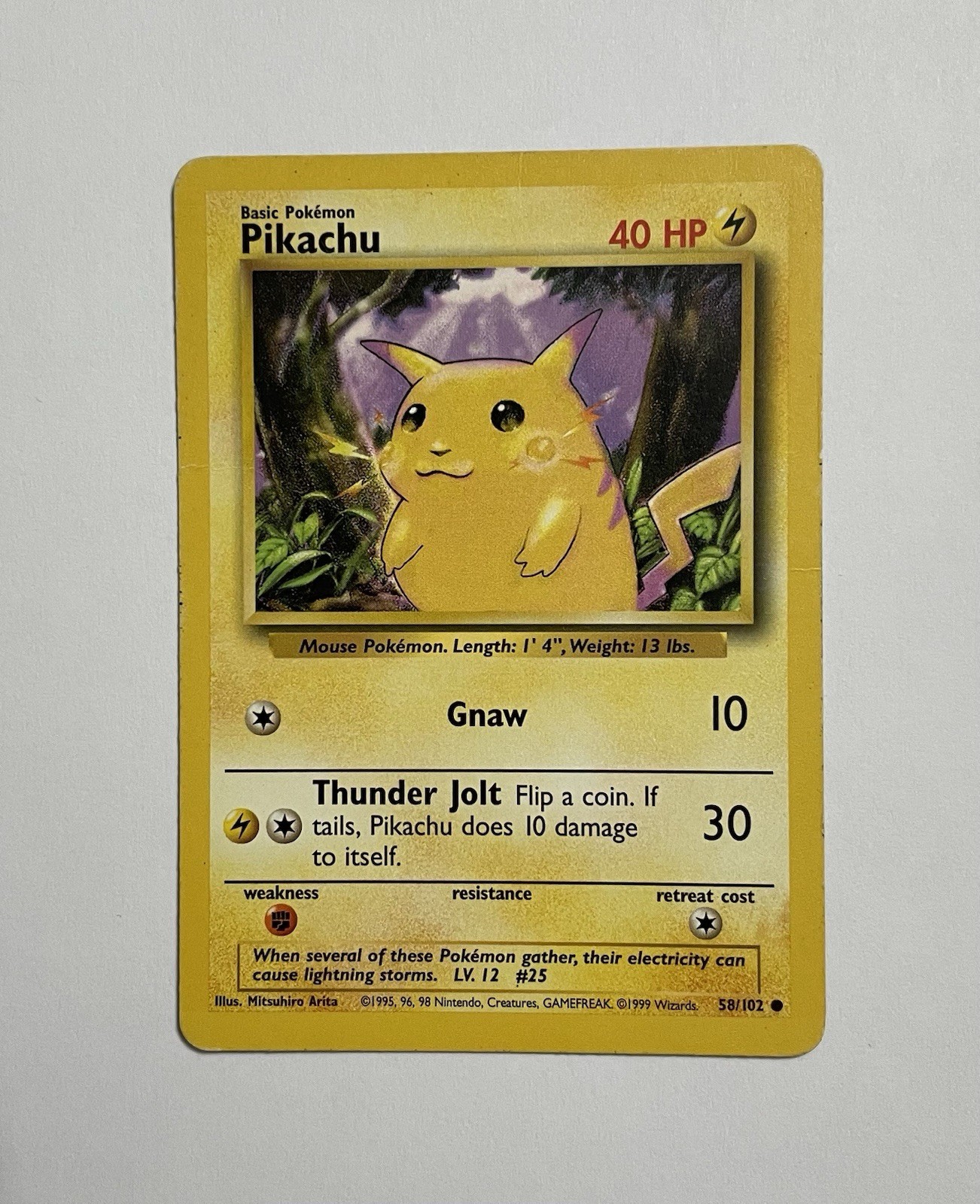 Pokemon Pikachu 58/102 Base Set Unlimited 1999 TCG Card
