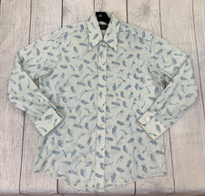 Vintage 70s JC Penney Dagger Collar Shirt Mens Large Long Sleeve Feather Print