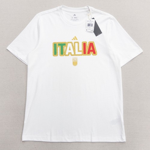 NWT Adidas Italy Soccer Graphic T-Shirt M White Italia National Team Tee KG3083