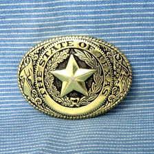 Texas Star Belt Buckle Western Flags Wreath Cowboy Cowgirl Vintage 80s  .GTA691