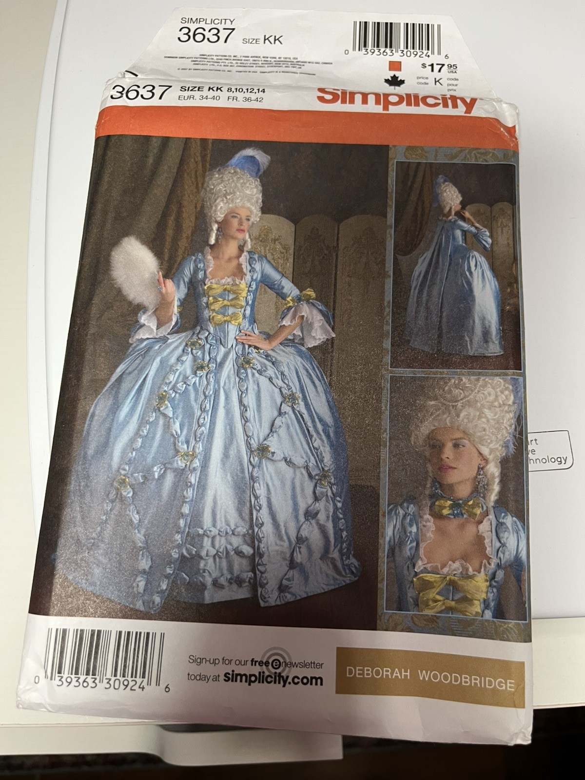 Simplicity 3637 sz8-14 ladies' Louis the XIV Ball gown RARE pattern uncut
