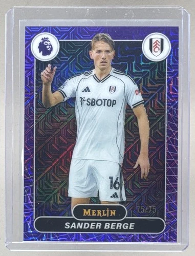 Sander Berge 2026 Topps Merlin Premier League #98 Purple Mojo Refractor /75