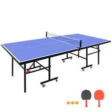 8ft Foldable Ping Pong Table Set w/ Net  Paddles Indoor Portable Blue