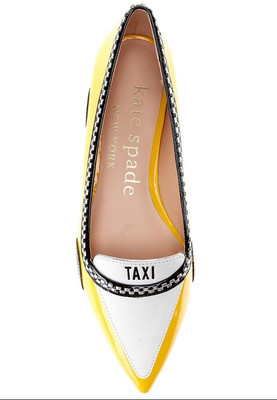 KATE SPADE Yellow Black Patent Leather TAXI Ballet Flats Shoes Sz