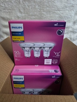 (4) Philips 50W MR16 LED Bright White Dimmable 3-Pack Flicker-Free 3000K Light