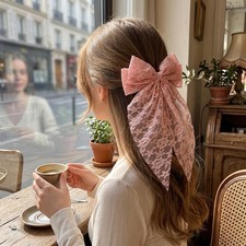 Pink Lace Bow Hair Clip Fashion Hair Barrette Soft Lace Hair Accessory