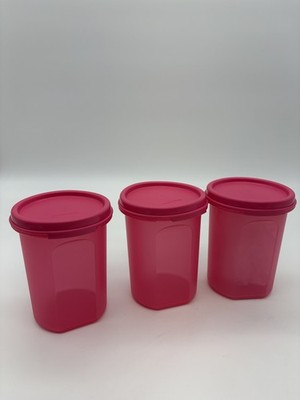 3x Tupperware Modular Mates Oval 2 Food Storage Containers Airtight Pink A1