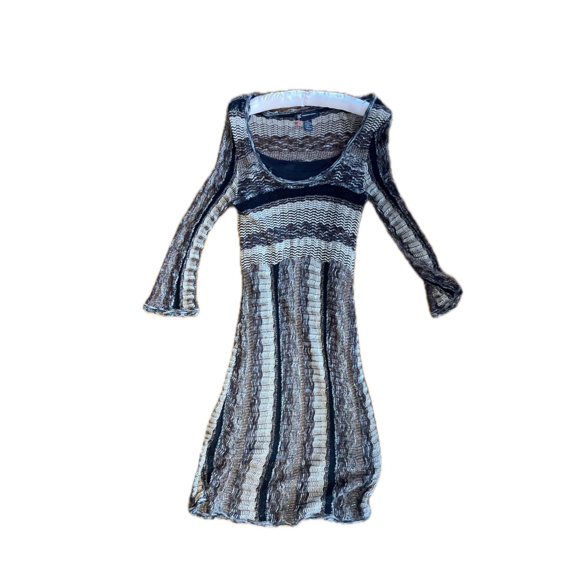INC International Concepts Knit Dress Womens Large Brown Metallic Excellent Boho View 2