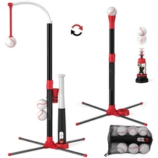 3-in-1 T-Ball Set with Adjustable Height, Pitching Machine, and Bat for Kids