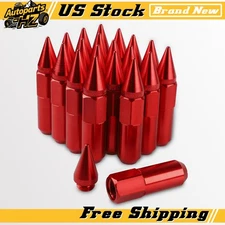 20PCS M12X1.5 60mm Spiked Extended Red Tuner Aluminum Wheels Rims Lug Nuts Cap