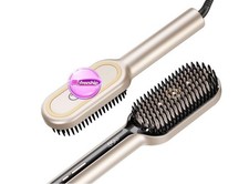 Cepillo alisador i nico cer mico, 16 temperaturas, doble voltaje, dorado. Nuevo