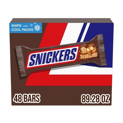 SNICKERS Milk Chocolate Candy Bars Full Size Bar Bulk 1.86 oz Pack of 48 Peanut