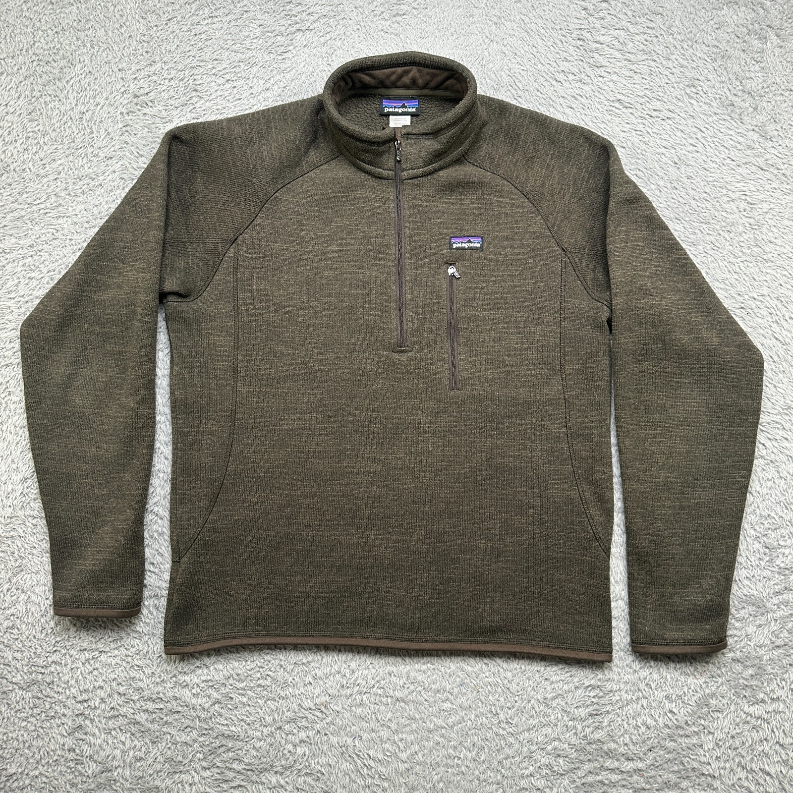 Patagonia Sweater Mens Medium Brown Fleece Quarter Zip Hiking Outdoor Better
