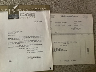 1934 O.D. Jennings Letterhead Billhead Coin Operated Merchandise