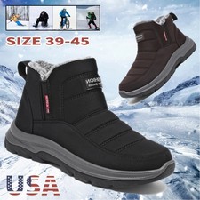 Ankle Snow Boots Men's Insulated Waterproof Warm Fur Lining Shoes Winter Outdoor