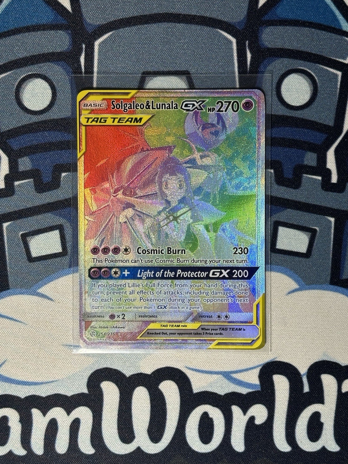 2019 POKEMON SUN & MOON COSMIC ECLIPSE #254 FULL ART SOLGALEO & LUNALA GX