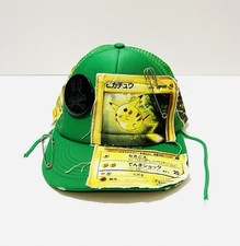Pokemon Pikachu Green Trucker Snapback Hat With Pins  Buttons