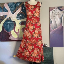Casual red floral cotton maxi dress! 