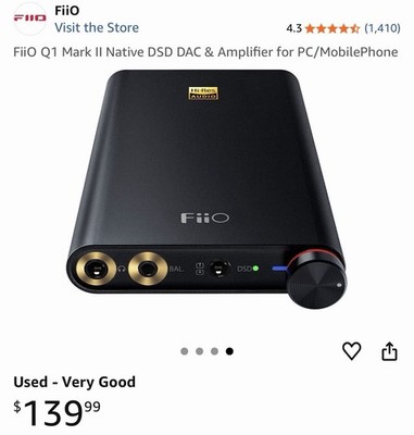 FiiO Q1 Mark II Native DSD DAC/Amplifier Hi-Res Audio. Excellent Condition