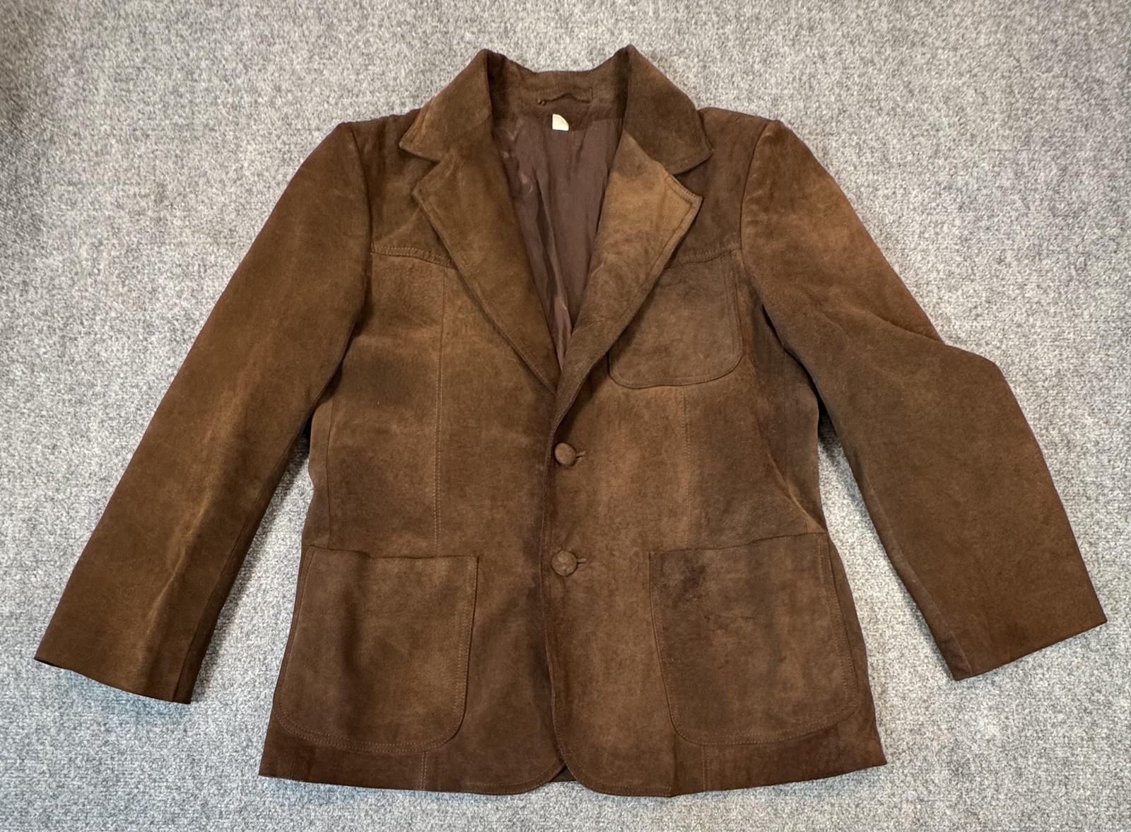 Blazer Mens XL Brown Suede Sport Coat Jacket Patch Pockets Lined Casual Fall-image
