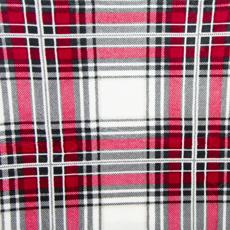 FLASH SALE Ludlow 2 peças conjunto de cobertor de veludo em xadrez vermelho e branco, 50 x 60 pol - Imagem 4 de 4