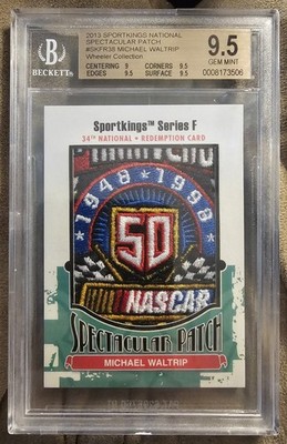 2013 SPORTKINGS NATIONAL SPECTACULAR 50TH LOGO PATCH MICHAEL WALTRIP BGS 9.5