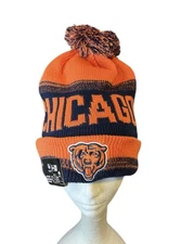 Chicago Bears New Era Beanie Knit Pom Winter NFL Hat Navy & Orange