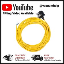 Henry Hoover Yellow Power Cable 12m Extra Long | Hi-Viz Safety Lead for Numatic