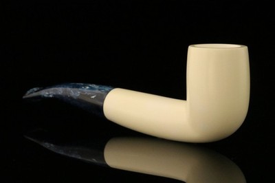 Quarter Bent Billiard Block Meerschaum Pipe with fitted case M1669