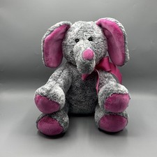 Aurora World HAILEY Elephant Plush 12" Stuffed Animal Gray Pink