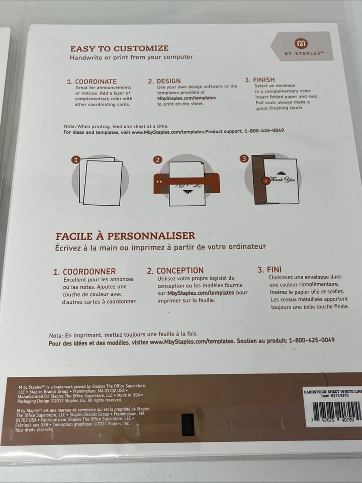 M By Staples White Linen Cardstock 100 Sheets (10 Packs Of 10) 8.5 X 11 Inkjet - Image 3 of 4