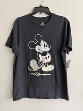 New Walt Disney World Parks L Holographic Standing Mickey Mouse Tee Silver NWT